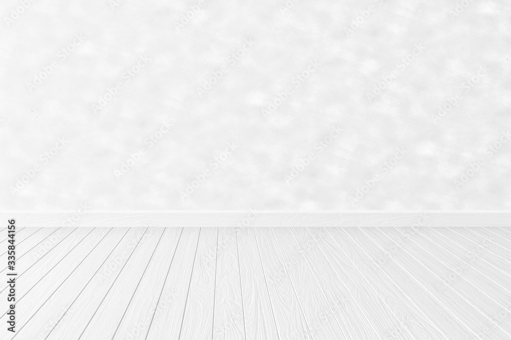 Blank white interior room background ,empty white walls corner and white wood floor contemporary,3D rendering