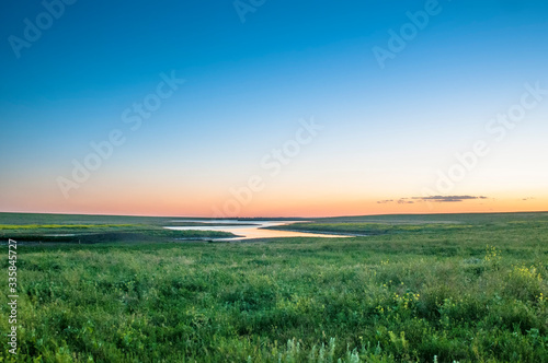 The endless don steppe. Landscape on the banks of the river