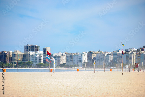 Copacabana Beach, Rio de Janeiro, Brazil quarantined due to covid 19. photo