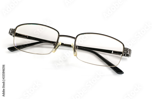 Classic style eyeglasses, isolated on white background.