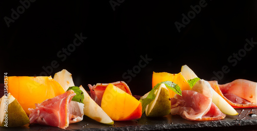Appetizer of Parma ham and vegetables