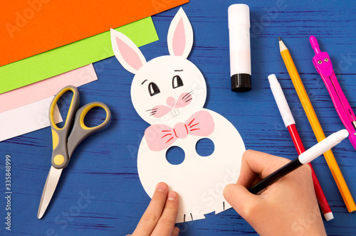 Child makes toy Easter Bunny. Step 9 photo