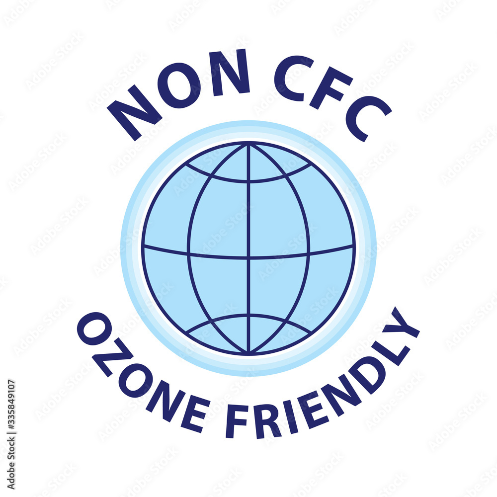 Non CFC icon. Ozone friendly sign. Globe green symbol. Logo template. Vector illustration Stock