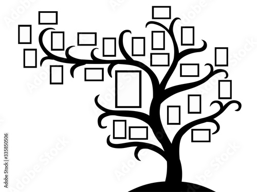 Family tree template with picture frames. Insert your photos here.