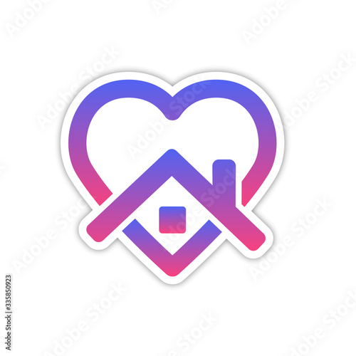 Stay home vector element isolated on white background. Social media sign. Stay home heart home sticker symbol vector.