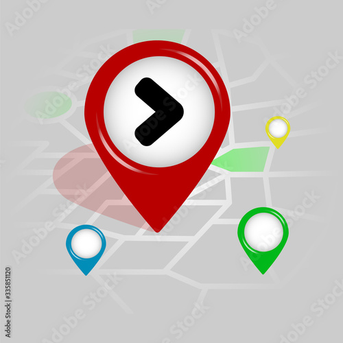 right arrow icon. Simple glyph vector of Arrow location pin set for UI and UX, website or mobile application