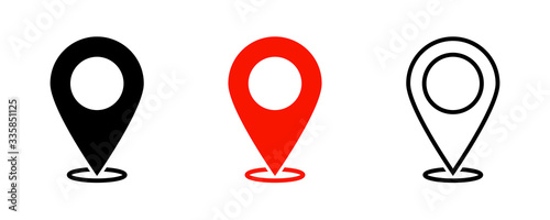 Map pointers. Vector isolated elements. Location navigation icon. Vector outline illustration. Geo location point. photo