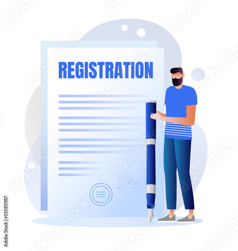 Membership Contract, Certificate Flat vector Illustration with character.