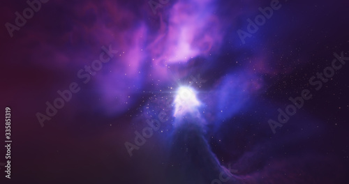Fototapeta Naklejka Na Ścianę i Meble -  Nebula and star fields, stellar nursery. Stellar system and gas nebula. Newborn stars, glowing clouds heated by intense radiation. Deep space. Science fiction. 3D render