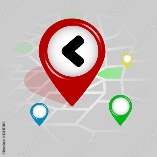 left arrow icon. Simple glyph vector of Arrow location pin set for UI and UX, website or mobile application