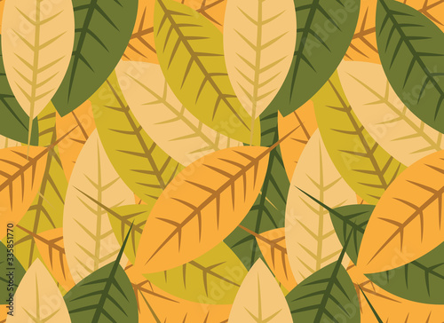 Tropical Green Leaves Seamless Pattern Design.