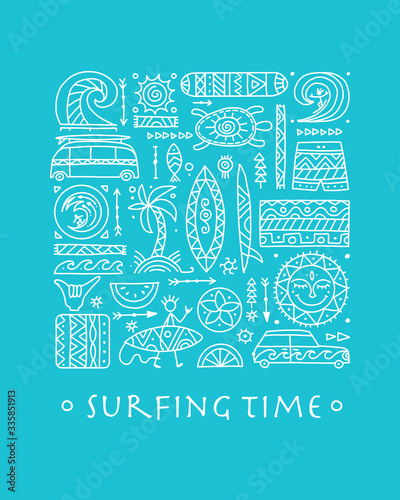 Surfing background. Tribal elements for your design
