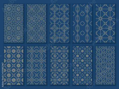 Big set seamless oriental patterns. Islamic patterns with arabic and moroccan ornaments and motif for Ramadan Mubarak