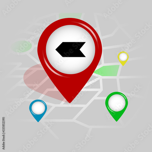 left arrow icon. Simple glyph vector of Arrow location pin set for UI and UX, website or mobile application
