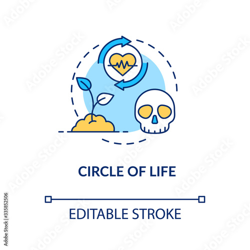 Circle of life concept icon. Natural lifecycle, biological process. Plant growing and dying idea thin line illustration. Vector isolated outline RGB color drawing. Editable stroke