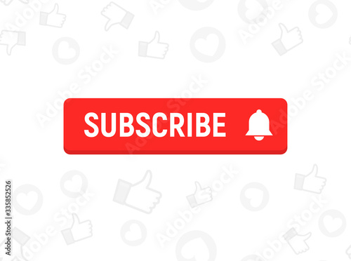 Subscription element logo bell. Subscribe now button, channel register today member icon.