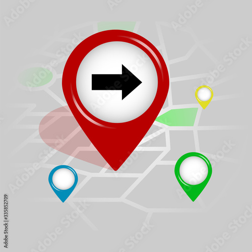 right arrow icon. Simple glyph vector of Arrow location pin set for UI and UX, website or mobile application