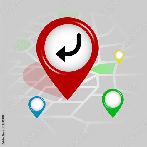 left turn arrow icon. Simple glyph vector of Arrow location pin set for UI and UX, website or mobile application