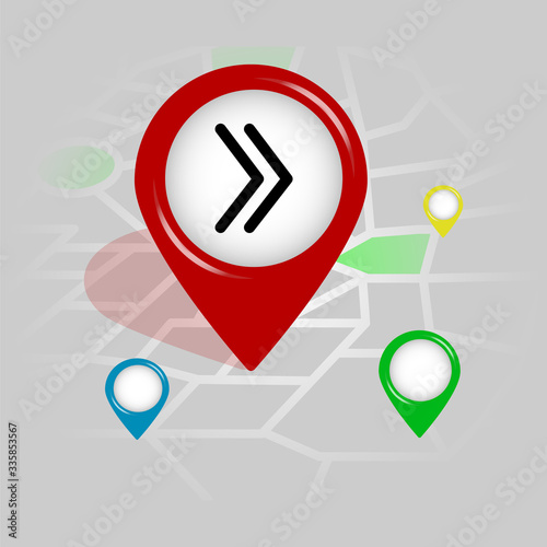 right arrow icon. Simple glyph vector of Arrow location pin set for UI and UX, website or mobile application