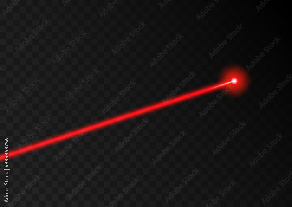 Laser beam red light. Vector laser beam line ray glow effect energy - obrazy, fototapety, plakaty 