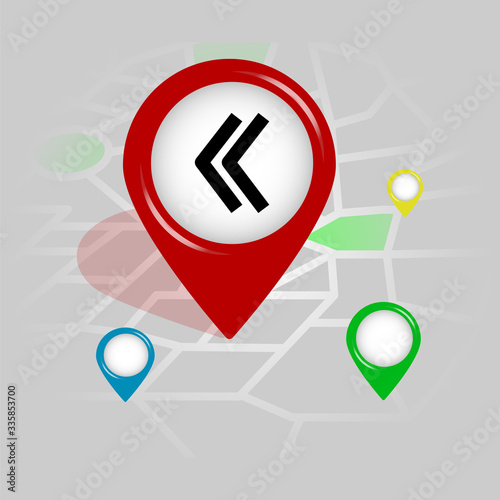 left arrow icon. Simple glyph vector of Arrow location pin set for UI and UX, website or mobile application