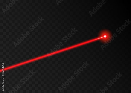 Laser beam red light. Vector laser beam line ray glow effect energy photo