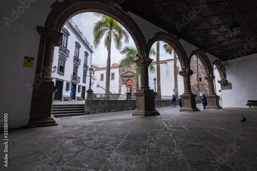 Old baroque chuch of Iglesia El Salvador in the center of Santa Cruz De La Palma. Canary Islands, Spain.