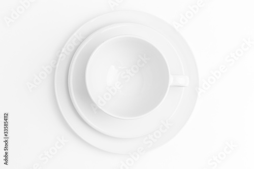 white background with white utensils, top view, nobody
