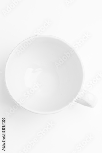 white background with white utensils, top view, nobody