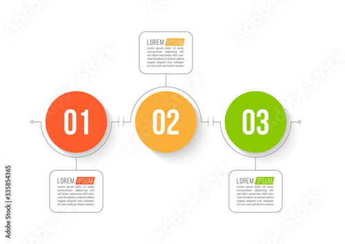 Minimal Business Infographics template. Timeline with 3 steps, options and marketing icons .Vector linear infographic with three conected elements. Can be use for presentation.