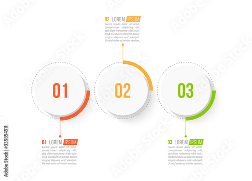 Minimal Business Infographics template. Timeline with 3 steps, options and marketing icons .Vector linear infographic with three conected elements. Can be use for presentation.