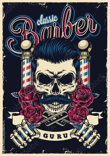 Vintage barbershop colorful poster