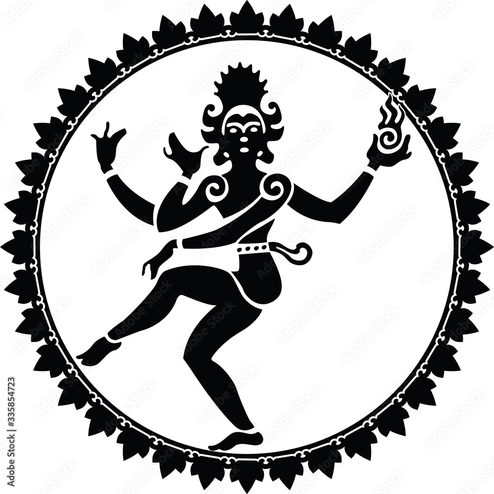 Shiva nataraja silhouette in a circle of fire Stock Vector | Adobe Stock