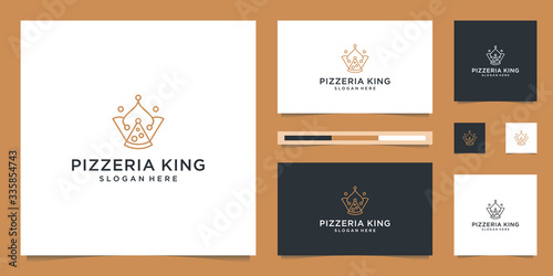 logo design pizzeria and crown. symbol vector Italian pizza restaurant.
