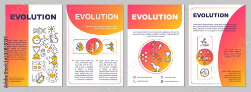 Evolutionary process brochure template. Natural selection, adaptation. Flyer, booklet, leaflet print, cover design with linear icons. Vector layouts for magazines, annual reports, advertising posters