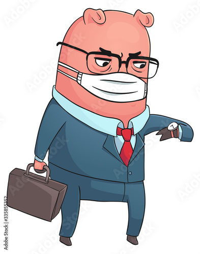 Business Pig Wearing a Mask (ID: 335855352)