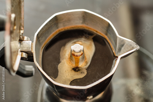 Making coffe in moka pot