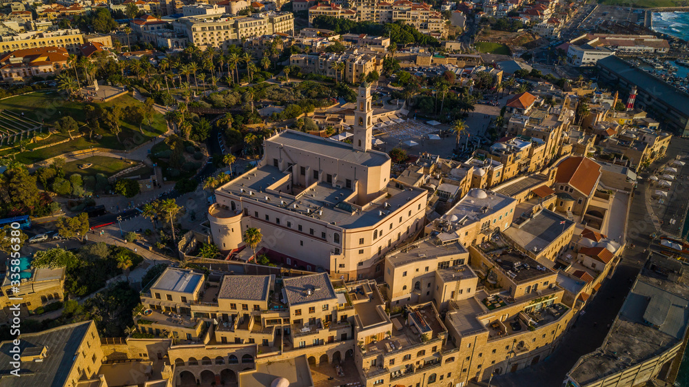 Fototapeta premium Jaffa in Israel, aerial drone view