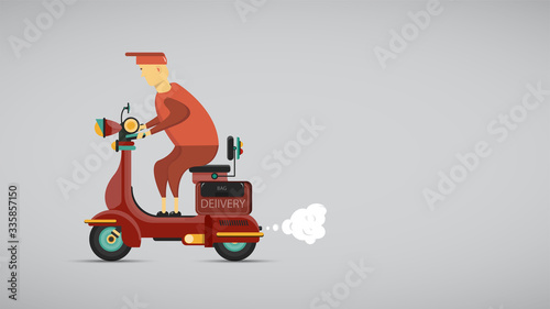 Fast delivery with postman or logistic driver motorcycle. delivery concept. vector, illustration