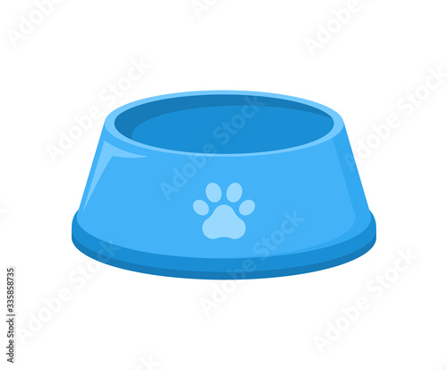 Pet food bowl for dog cat vector icon. Pet plate isolated flat feed bowl