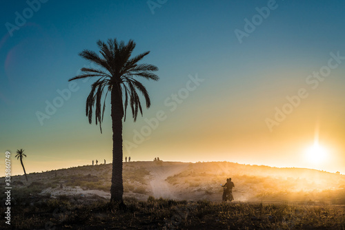 Sunset in the desert in Tunisia