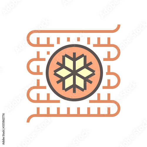 Ac cooling or evaporator coil vector icon consist of copper or aluminium tube, fins, cold for air conditioner inside unit. Part of ductless mini split system, air conditioning, hvac for home, car.
