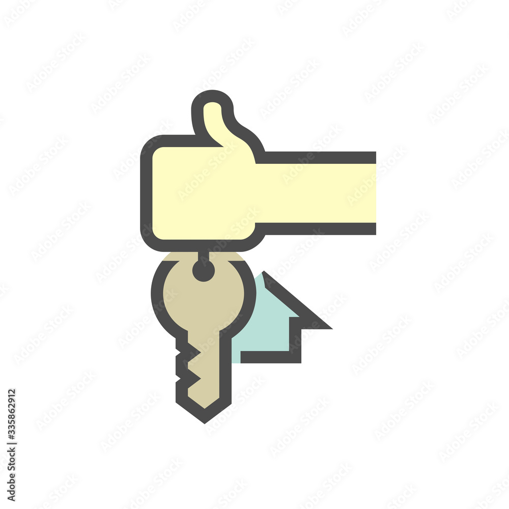 House key and hand vector icon design on white. House key and hand vector icon design on white.