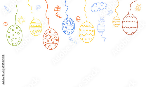 Oster Hintergrund Ostern Band Banner Ostereier Eier Zeichnung Regenbogen Bunt