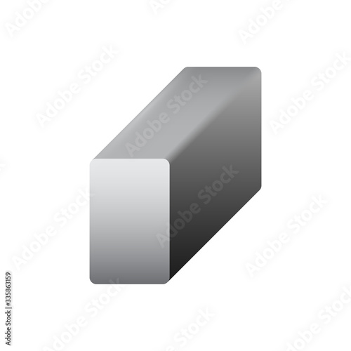 Metal or steel rod bar vector icon. Square profile  section shape. That alloy of iron from steel production industry and metallurgy. For sawing, turning, milling, drilling and grinding to product.