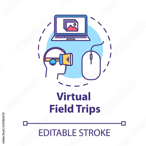 Wallpaper Mural Virtual field trip concept icon. VR glasses for student education. Digital museum. Studying during quarantine idea thin line illustration. Vector isolated outline RGB color drawing. Editable stroke Torontodigital.ca