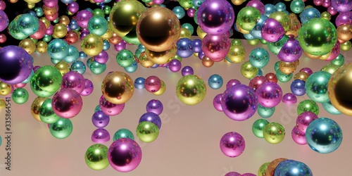 Colorful glossy spheres. 3d illustration. © Marina