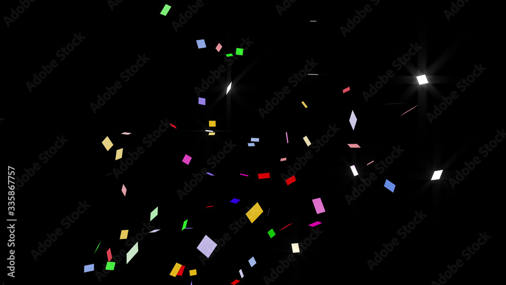 Colorful Confetti Particles Holiday Party 3D illustration background Colorful Confetti Particles Holiday Party 3D illustration background