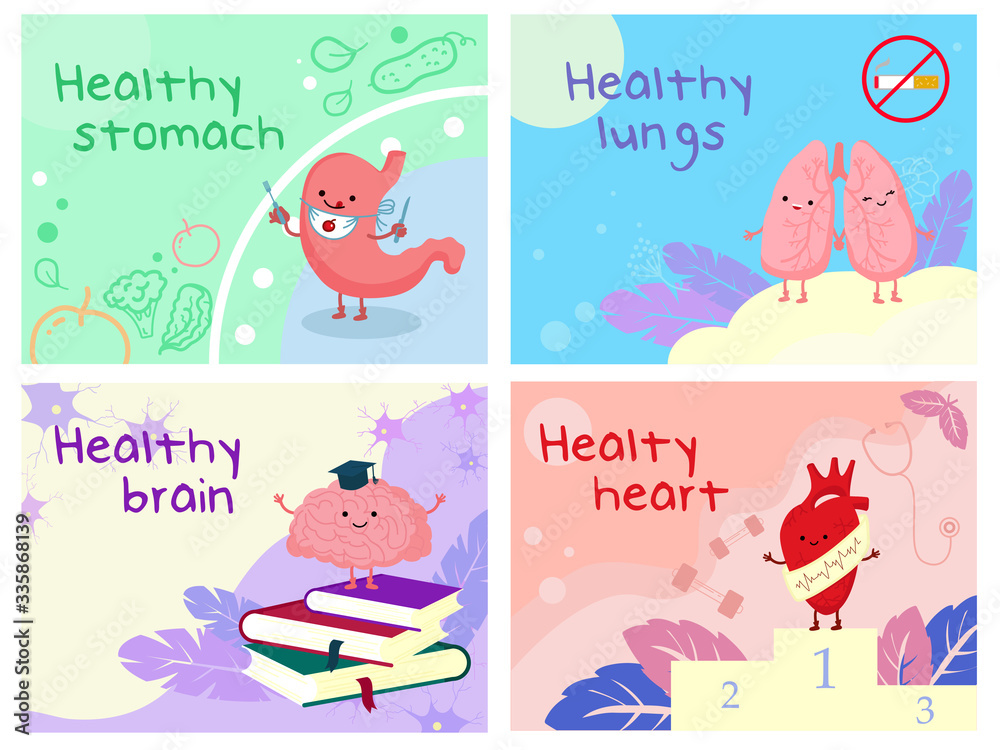 Human healthy organ vector illustration. Cartoon happy heart winner ...