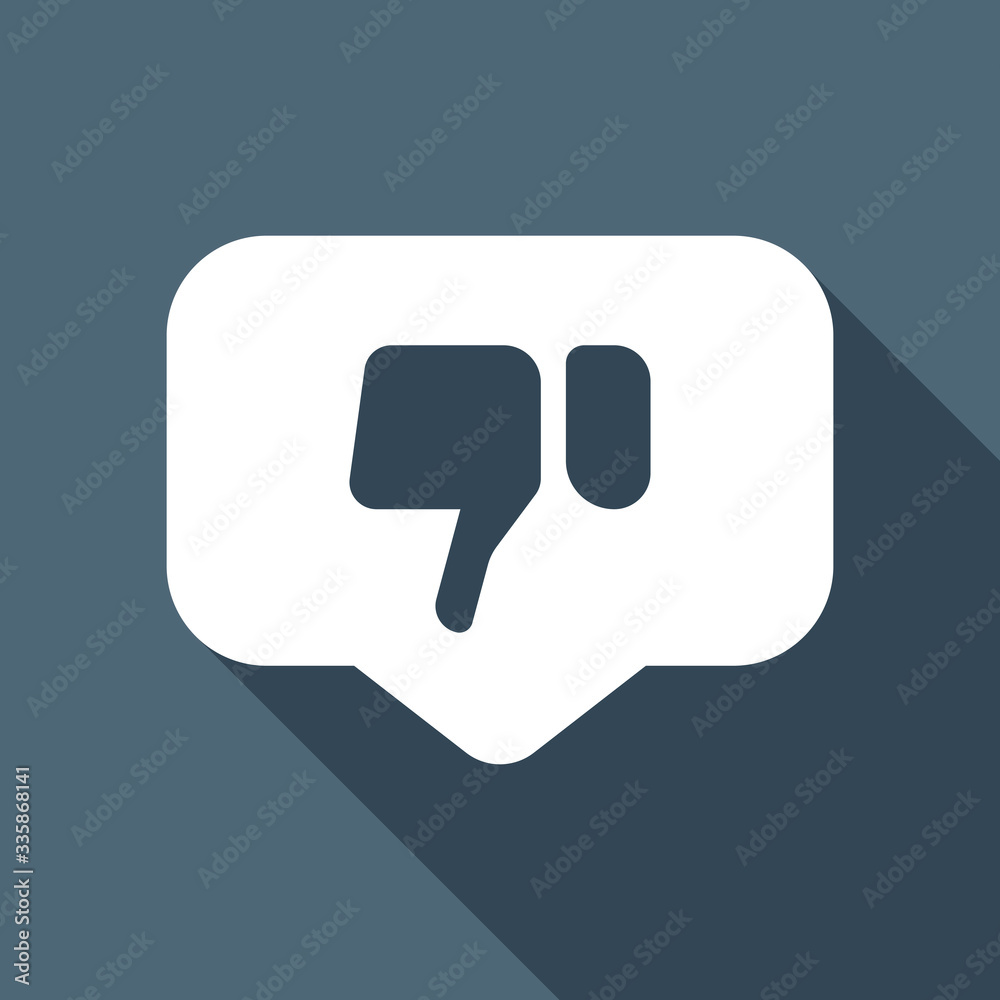 Fototapeta premium Dislike hand in notification cloud. Social icon. White flat icon